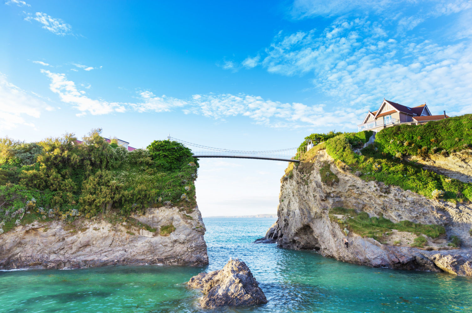 Newquay, Cornwall bridge over sea