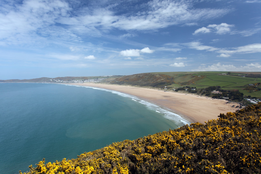 Devon beach with sunny weather